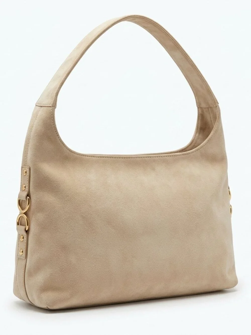 American Eagle Cream Velour Slouchy Hobo Shoulder Bag Suede Retro Boho
